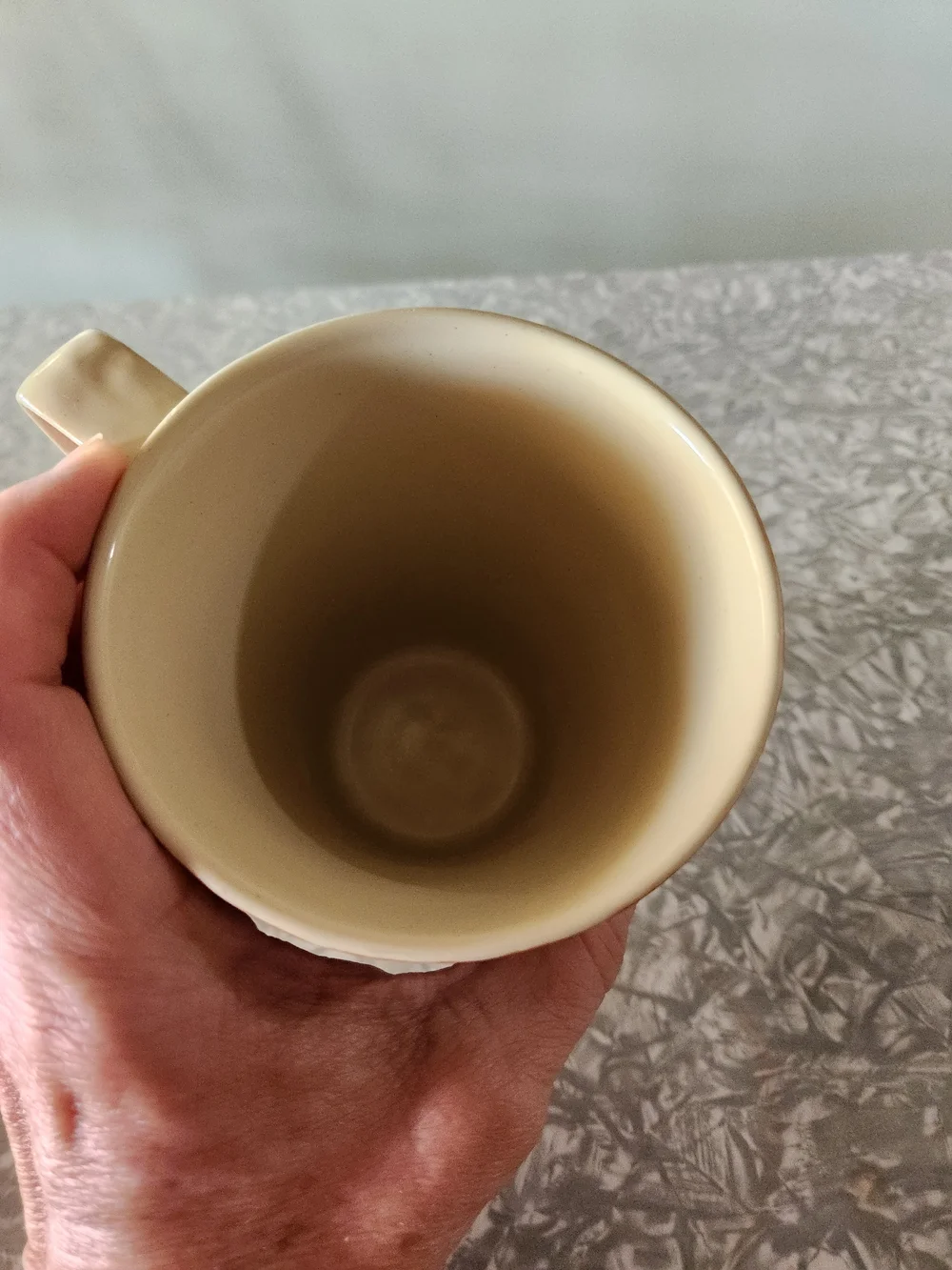 Cream Ceramic Mug with Red Patterned Band - Home Dining